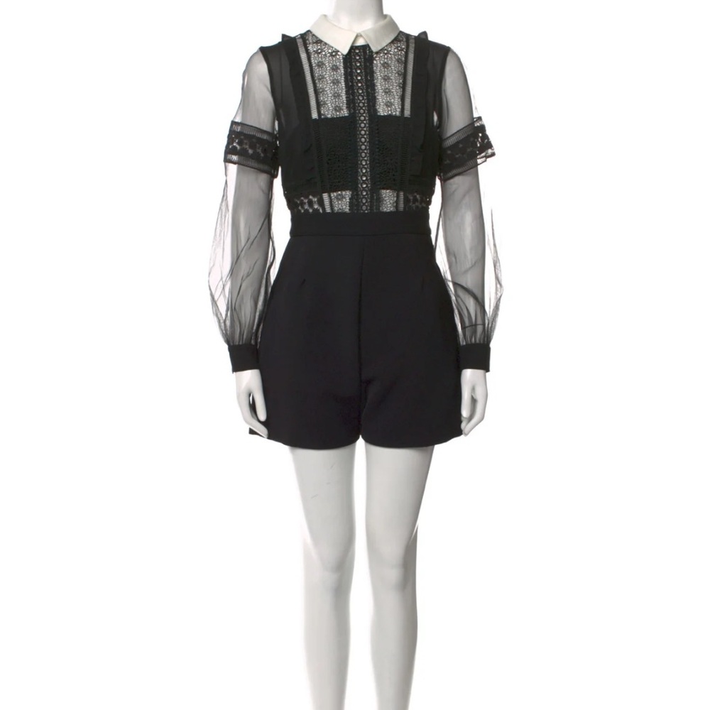 Self-Portrait Black Sheer Sleeve Jumpsuit